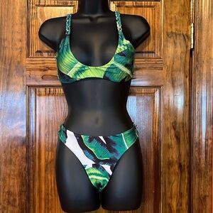NWOT Tropical Leaf Two Piece Bikini